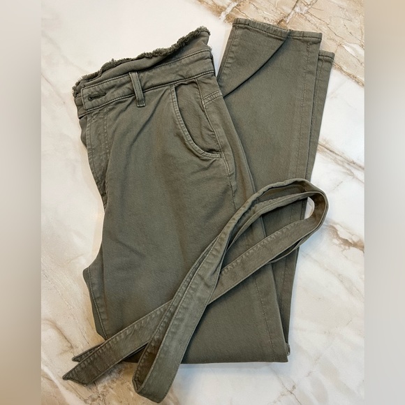 7 FOR ALL MANKIND High Waisted Skinny Jeans with waist strap - Green Size 29 - Picture 2 of 6